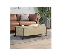 Table basse avec roulettes chêne sonoma bois d ingénierie