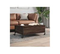 vidaXL Table basse 842300 - avec roulettes, rangement, bout de canapé - Chêne marron