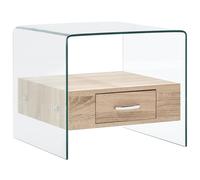 vidaXL Salontafel met lade 50x50x45 cm gehard glas284724 Transparent G