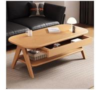 Table Basse avec Tiroir de Rangement, Table Centrale en Bois de Chêne Massif, Table d'appoint en Bois Naturel pour Maison, Salon, Table de Salon Moderne du Milieu du Siècle,Natural,39in/100cm
