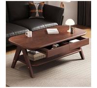 Table Basse avec Tiroir de Rangement, Table Centrale en Bois de Chêne Massif, Table d'appoint en Bois Naturel pour Maison, Salon, Table de Salon Moderne du Milieu du Siècle,Walnut,47in/120cm