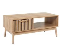 The Home Deco Factory – Table basse HD0089 en bois avec tiroir et rangement marron 100x43x50cm