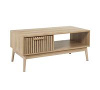 The Home Deco Factory – Table basse HD0089 en bois avec tiroir et rangement marron 100x43x50cm