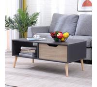 Happy Garden Table Basse avec tiroir Style scandinave Grise Freja. Table de Salon en Bois avec Rangement. Table rectangulaire avec Pieds en Bois.