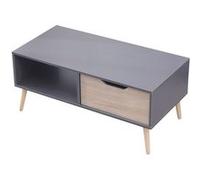 Happy Garden Table basse FREJA – style scandinave avec tiroir, bois – grise