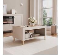 Table Basse AVENA - avec grande étagère - sur pieds - 97x56x47 cm - Cachemire/chêne