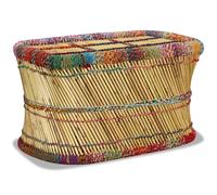 Table Basse Bambou Avec Détails Chindi Multicolore