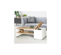Table basse bar contemporaine izia avec coffre blanc et bois