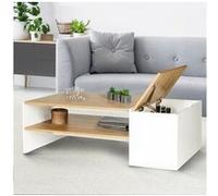 IDMarket Table basse bar contemporaine IZIA avec coffre bois et blanc
