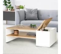 Table basse bar contemporaine IZIA avec coffre bois et blanc