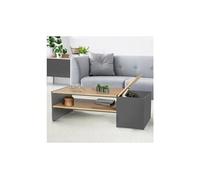 Table basse bar contemporaine izia avec coffre gris et bois