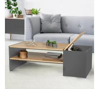 Table Basse Bar Contemporaine Izia Avec Coffre Gris Et Bois Multicolore