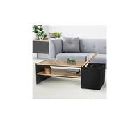 Table basse bar contemporaine izia avec coffre noir et bois