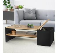 Table basse bar contemporaine IZIA avec coffre noir et bois Multicolore
