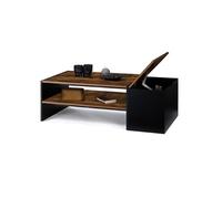 IDMarket - Table Basse Bar contemporaine rectangulaire IZIA avec Coffre Bois Effet Vieilli et Noir