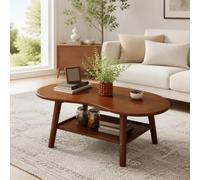 Table Basse Basse En Bois Massif à Deux Niveaux, Style Minimaliste Et Design Créatif En Forme De Noix De Cajou, Esprit Mid-century, Pour Salon, Bureau Ou Ba Walnut finish 100*55*45cm/39.4*21.7*17.7in