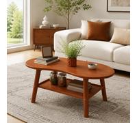 Table Basse Basse En Bois Massif à Deux Niveaux, Style Minimaliste Et Design Créatif En Forme De Noix De Cajou, Esprit Mid-century, Pour Salon, Bureau Cherry wood finish 100*55*45cm/39.4*21.7*17.7in