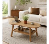 Table Basse Basse En Bois Massif à Deux Niveaux, Style Minimaliste Et Design Créatif En Forme De Noix De Cajou, Esprit Mid-century, Pour Salon, Bureau Natural wood finish 100*55*45cm/39.4*21.7*17.7in