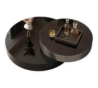 Table basse basse moderne tournante, dimensions rondes, simple, en verre noir, pour salon et maison, tables latérales