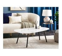 Table basse - BELIANI - BIDDLE - Blanc - Ovale - Effet marbre