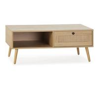 Table basse Bella 1 tiroir en rotin naturel coloris chêne. Bois G
