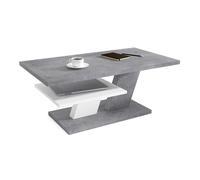 TABLE BASSE BELVEDERE BETON 110 CM AVEC ETAGERE BLANC
