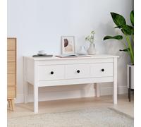 Vidaxl Table Basse Blanc 102x49x55 Cm Bois Massif De Pin Blanc