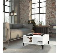 Table Basse, Table d'Appoint, Bout de Canapé, Meuble de Rangement Salle de Séjour Salon, Industriel, Blanc Bois d'Ingénierie