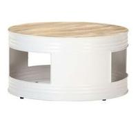 Table basse blanc 68x68x36 cm bois de manguier solide Blanc, Blanc