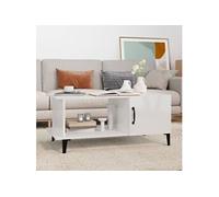 Table basse Blanc brillant 90x50x40 cm Bois d ingénierie Blanc brillant G