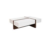 Table basse blanc et noyer 2060C, 120 x 70 x 35 cm. -