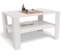 Table Basse $ Blanc - Table de salon avec étagère - 100x68x60 cm