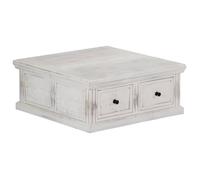 vidaXL Table Basse Table d'Appoint Table de Salon Bout de Canapé Maison Intérieur Salle de Séjour 70x70x30 cm Bois de Manguier Massif Blanc G