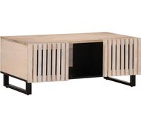 Table basse blanche 100x55x40 cm en bois massif de manguier