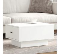 Table basse blanche 60 x 45 x 31 cm, en bois, table d'appoint moderne pour salon, stable, avec espace de rangement, bouton en métal, facile à nettoyer
