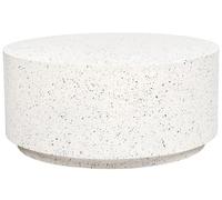Beliani Table Basse à Café Blanc Cassé en Mg0 et Fibres de Verre Effet Terrazzo 90 cm Trezzo