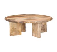 Table Basse Boho Ronde en Mangoholz Marron Indien 80 cm