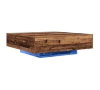 vidaXL Table basse Bois ancien 100x100x31 cm Bois d'ingénierie, LED intégrées, industrielle