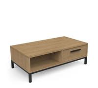 Demeyere Table Basse Bois Clair avec Rangement - Style Industriel - Résistante à L’Eau - Coloris Chêne Hamilton & Finitions Noires-110 x 37 x 60 cm d'ingénierie