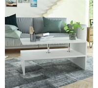 Table basse Bois d ingénierie 90x59x42 cm Blanc blanc mat G