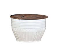 Vidaxl Table Basse Bois De Récupération Massif Blanc Forme De Baril Blanc