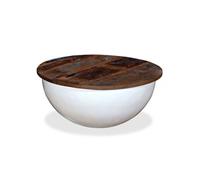 vidaXL Table basse Bois de récupération massif Blanc Forme de bol