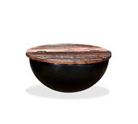 Table Basse Bois De Récupération Massif Noir Forme De Bol