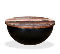 Table Basse Bois De Récupération Massif Noir Forme De Bol Noir