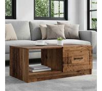 vidaXL Table Basse Sonoma Gris 90 x 50 x 37 cm Bois d'ingénierie, Table Basse rectangulaire Vintage Chic, Rangement spacieux pour Salon, Meuble décoratif en Bois