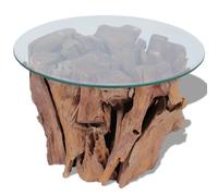Table Basse Bois Flottant De Teck Massif 60 Cm