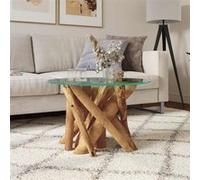 vidaXL Table basse Bois flottant de teck massif 60 cm