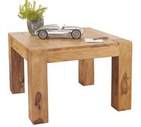 FineBuy Table basse carrée en bois massif Marron 60 x 60 x 40 cm
