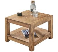 FineBuy Table basse rectangulaire en bois massif 60x60 cm Marron Style maison de campagne Meuble de salon unique moderne