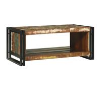 Table Basse - Bois Recyclé - 90x50 cm - Fini Vieilli - Style Industriel